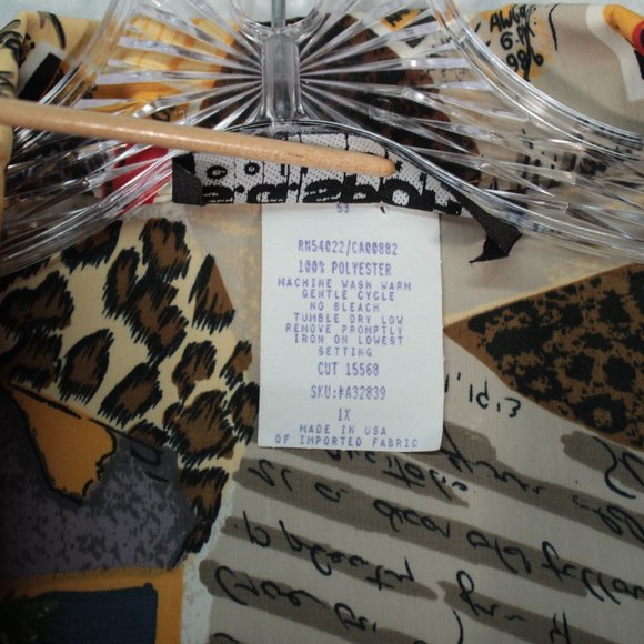 Vintage S. G. Sport Collection Top Women's 1X Busy All Over Print Blouse - Picture 5 of 15